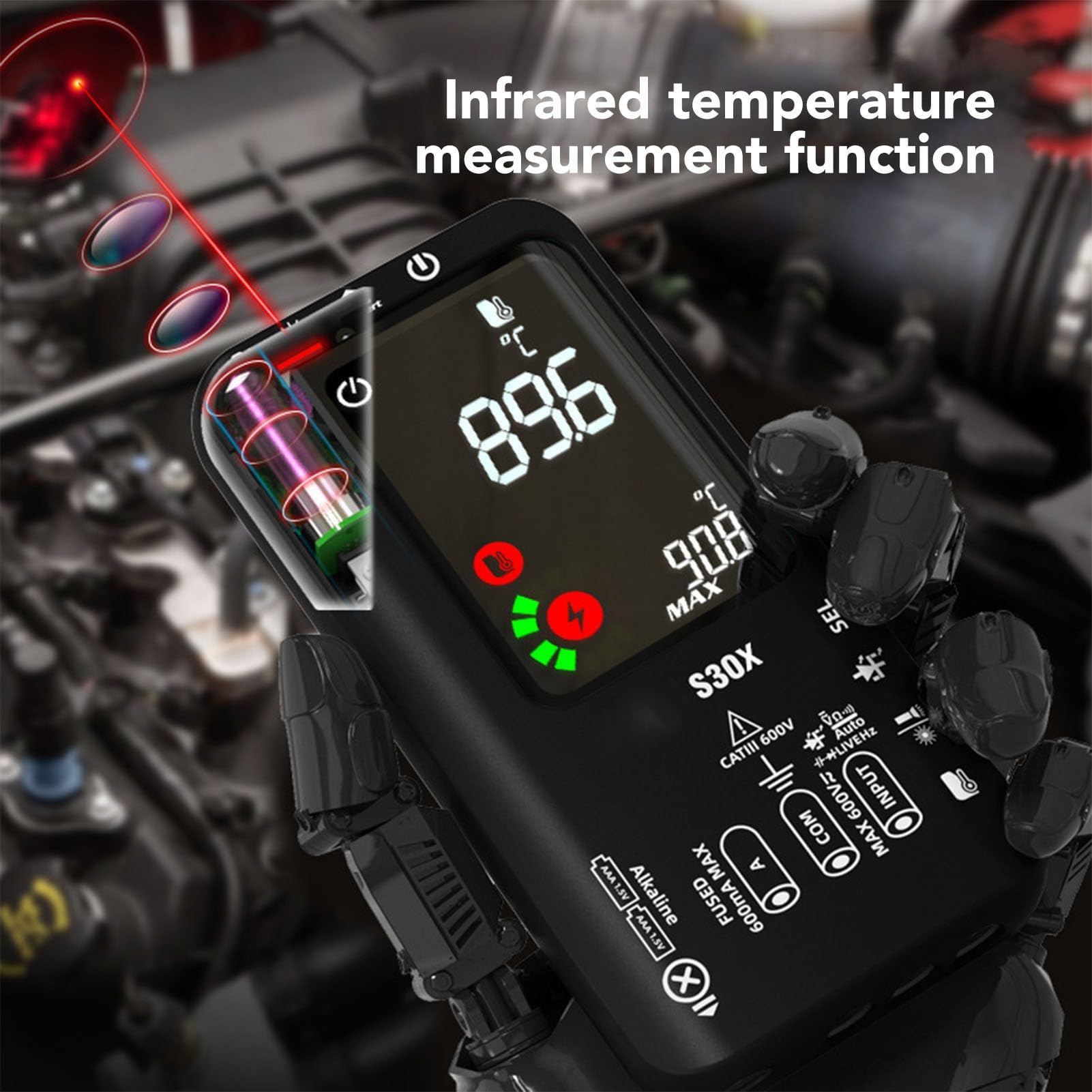Crenova MS8233D Multimeter für Spannung, Strom, Widerstand, AC DC Voltmeter Ohm Tester mit Hintergrundbeleuchtetem LCD-Display