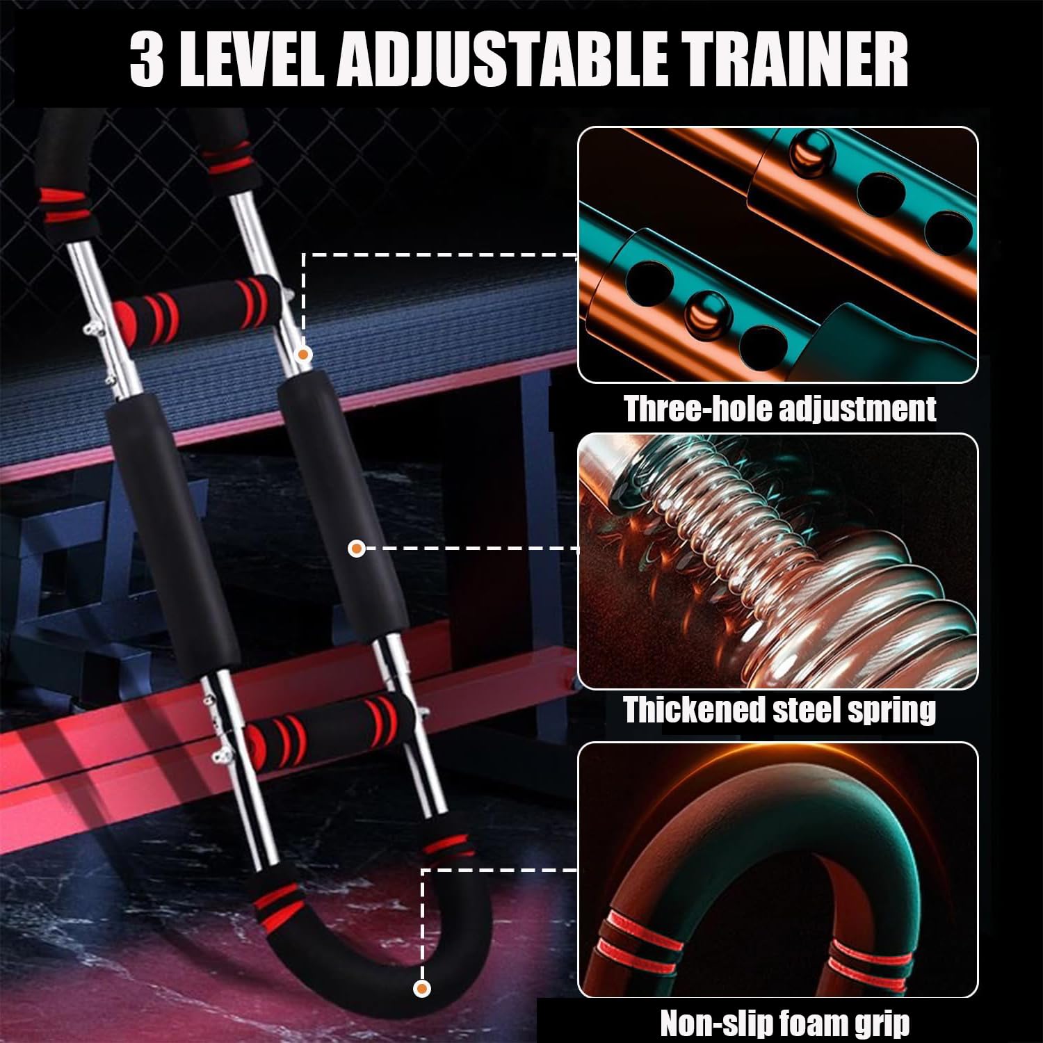 Power Twister Armtrainer - Verstellbarer Brusttrainer 30-50KG für Zuhause | Oberkörper Trainingsgerät für Bizeps, Trizeps & Unterarm | Robuste Stahlfeder Fitnessgerät für Männer & Frauen