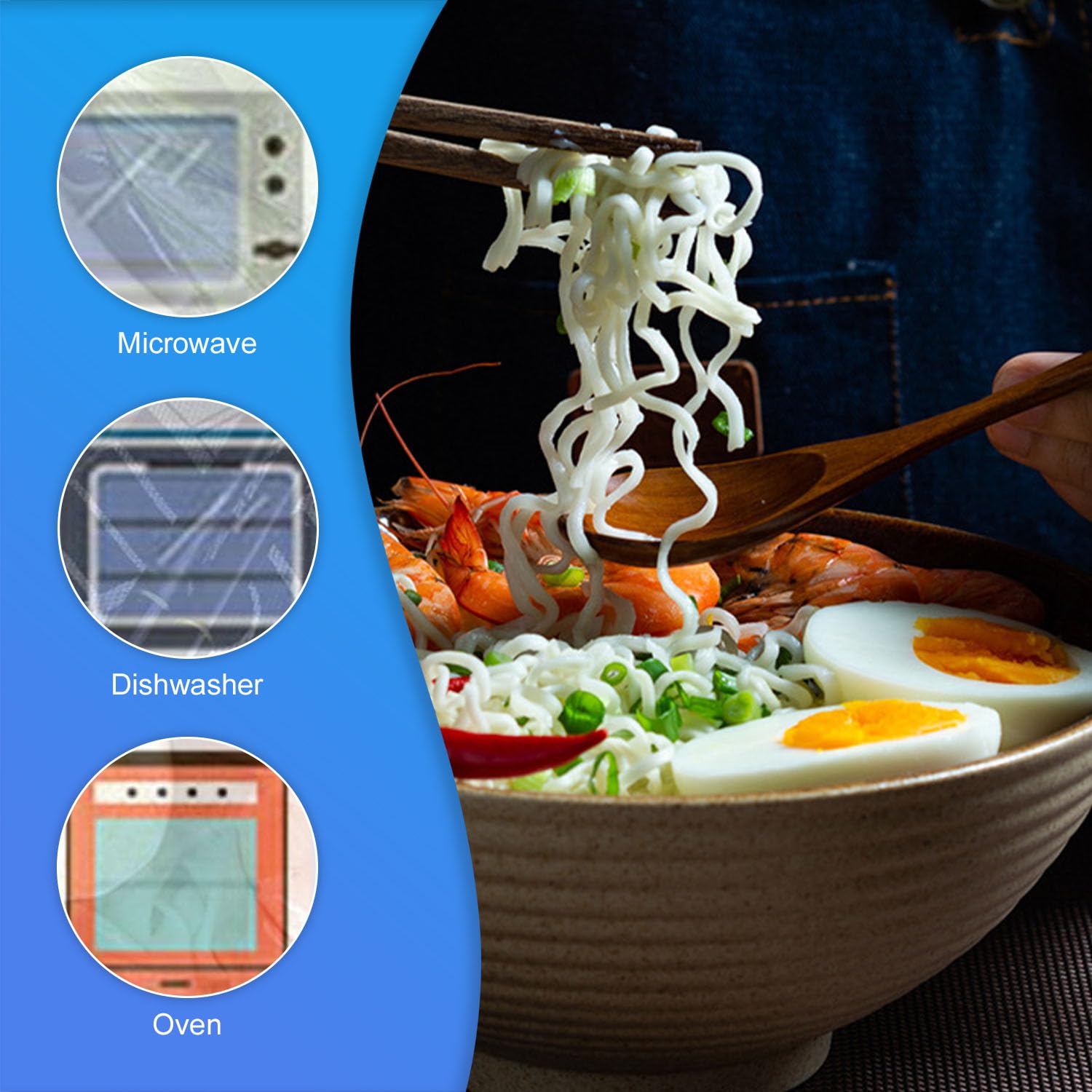 Sightday Lot De 2 Bols à Ramen (bol à Ramen Avec Cuillères à Ramen, Baguettes), Bol En Céramique Pour Pâtes, Collations, Soupe, Salade, Céréales, Grand Bol(noir