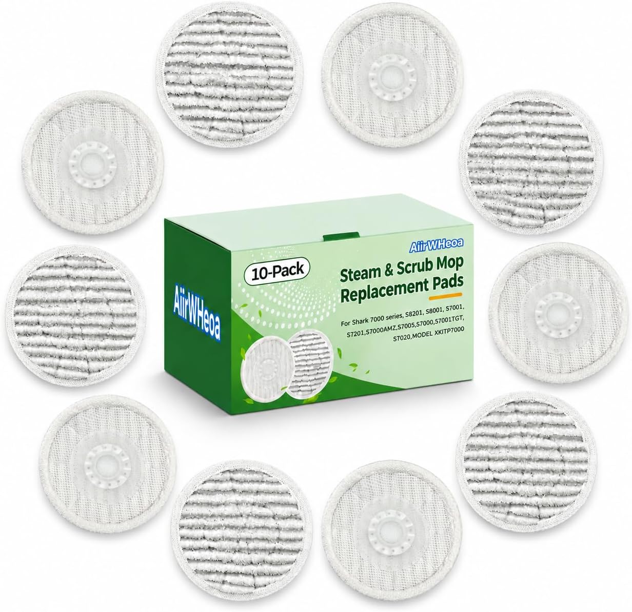 10-Pack Steam Mop Replacement Pads Compatible with Shark S8201 S8001 S7001 S7201 S7000AMZ S7000 S7005 S7020 S7001C, Traps Dirt & Grime from Hard Floors