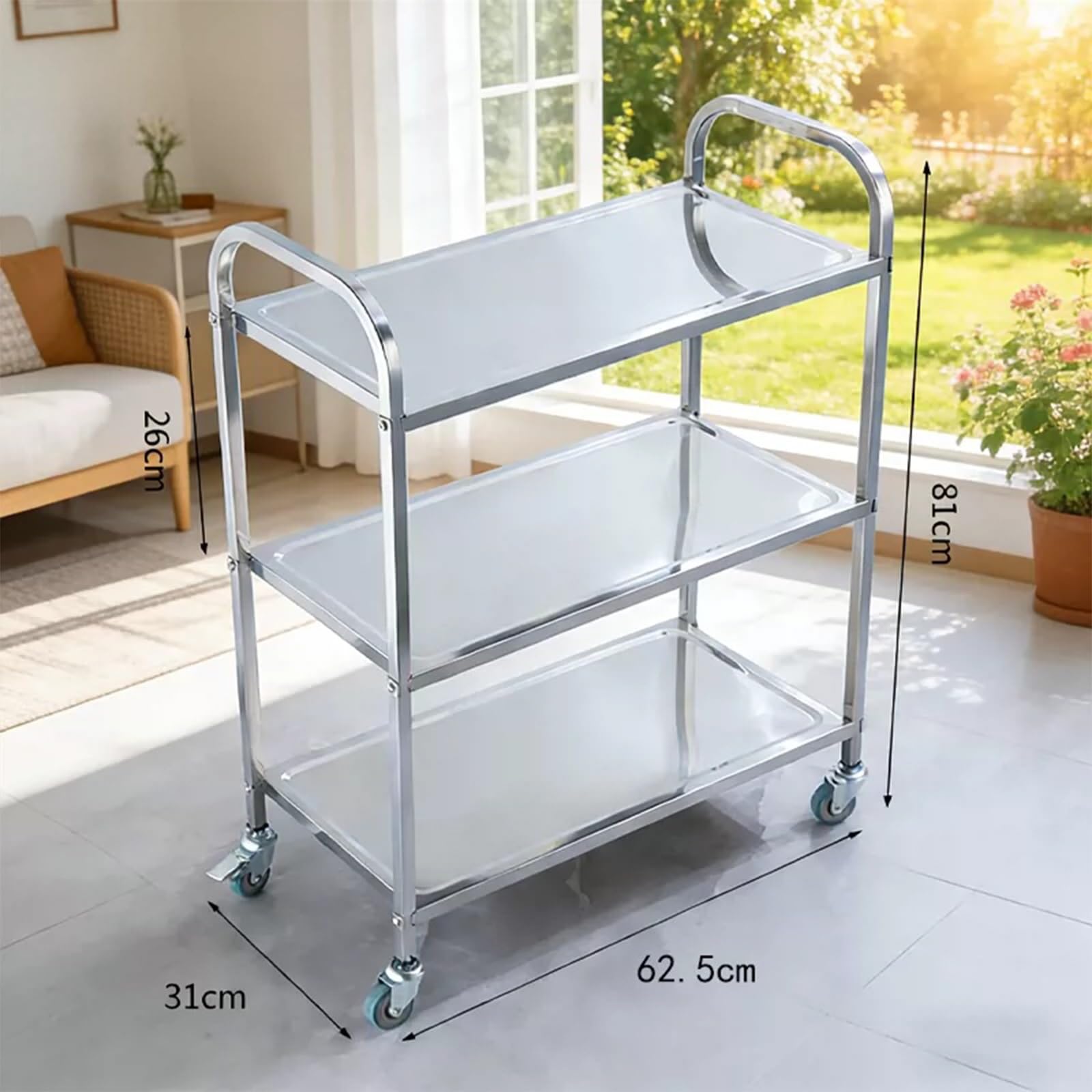 Carrello da cucina Carrello di servizio piatto a 3 livelli mobile for autobus for hotel for ristoranti(Grande)