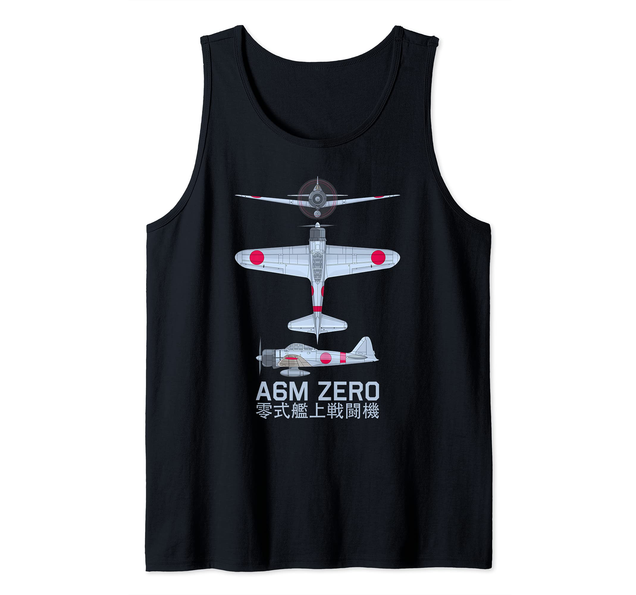 A6M Zero WW2 Japanese Fighter Plane Diagram Tank Top