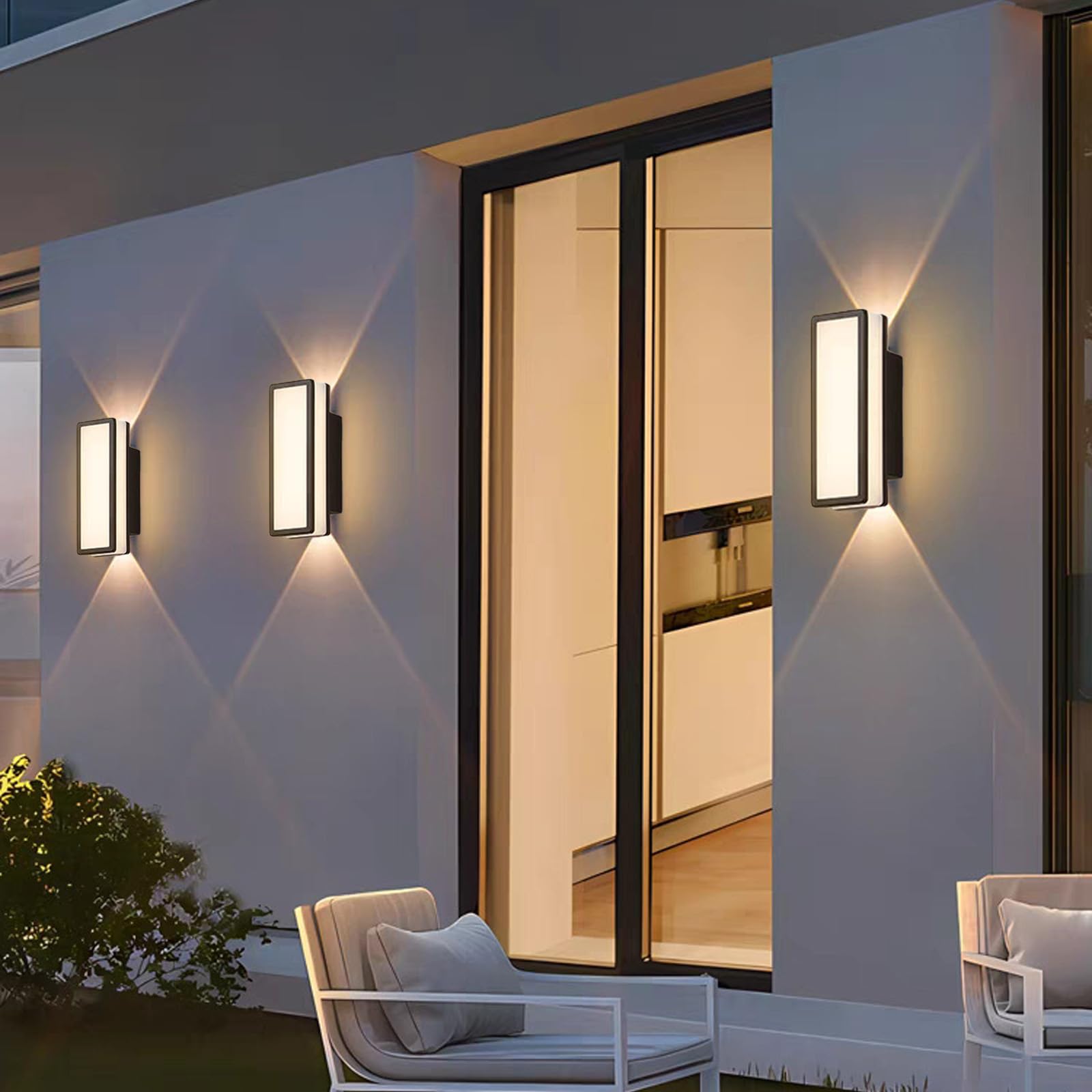 Lampa ścienna LED do użytku na zewnątrz/wewnątrz, IP65, wodoodporna, nowoczesna, dekoracyjna, z aluminium czarnego akrylu, na patio, do garażu (kwadratowy, ciepły, 18 cm)