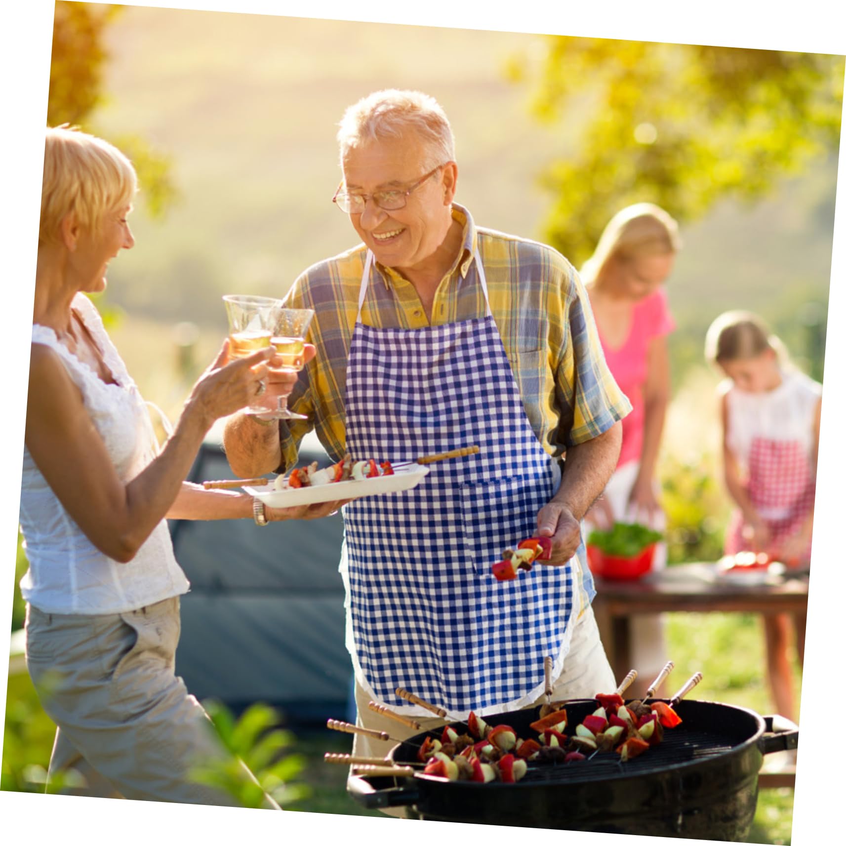 SUPVOX 6pcs Bbq Skewers Stainless Steel Skewers for Grilling Wooden Handle No Soaking Ideal for Outdoor Cooking