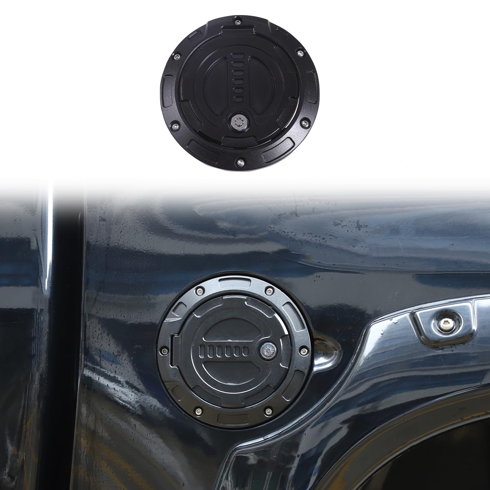Photo 1 of Car Fuel Tank Cap Replacement Anti-theft Lock Cap Compatible with Toyot@ Tundra 2017-2021 Truck Door Locking Gas Tank Door Cap with Lock accessories (style B)