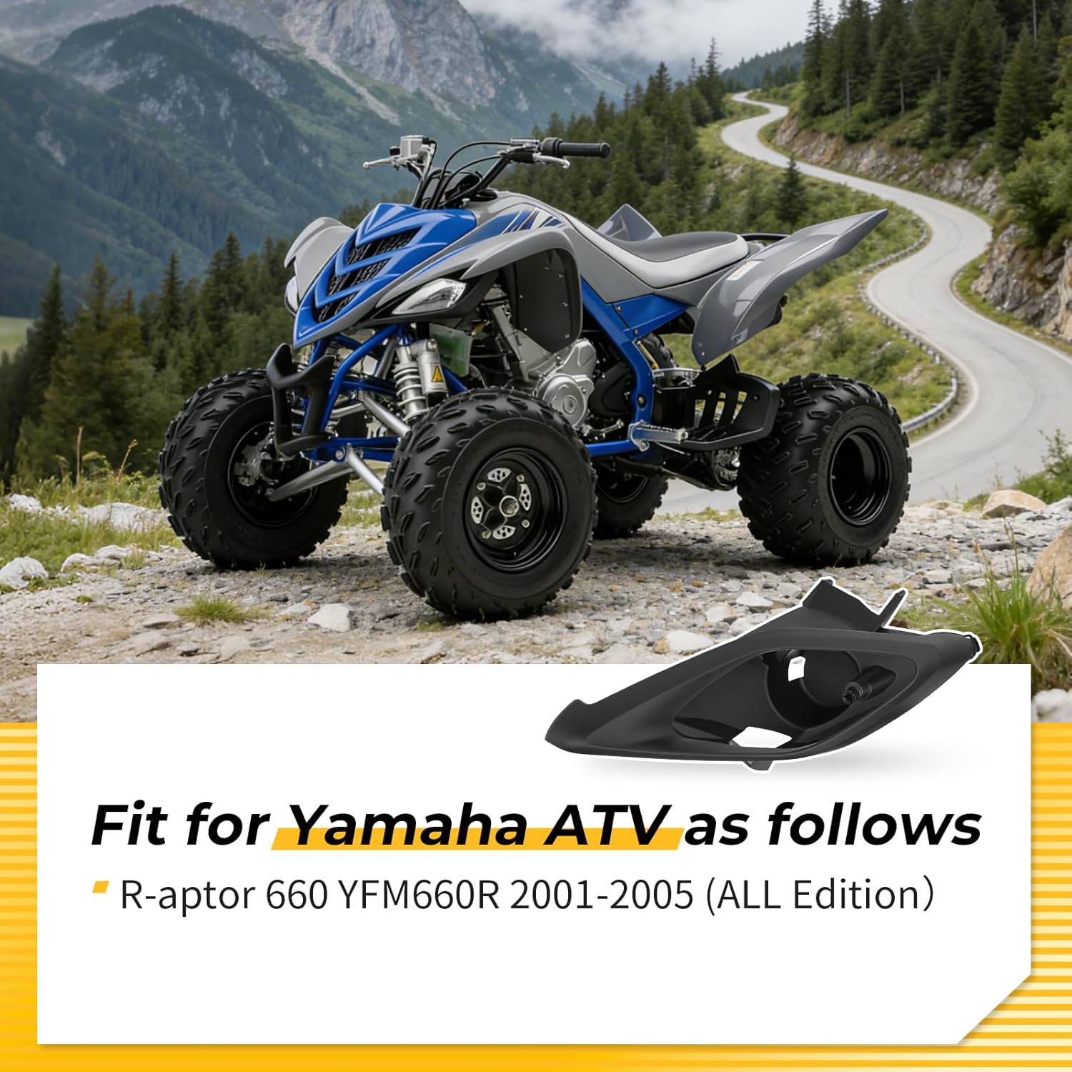 M MATI Left Headlight Bucket Housing w/Bezel for Yamaha R-aptor 660 YFM660R 2001-2005 5LP-84111-00-00 5LP-8411G-00-00