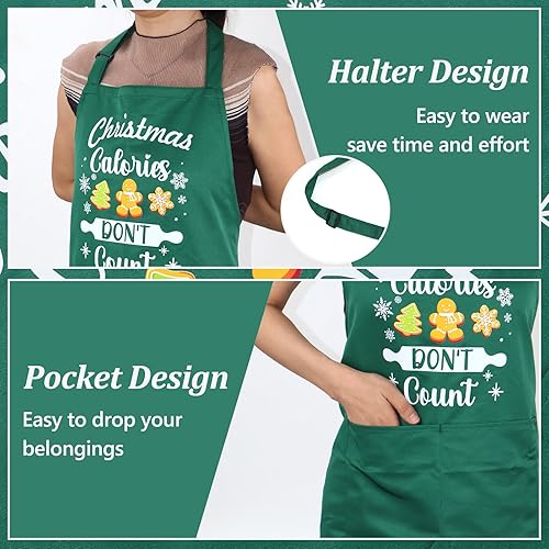 Miniatura 4 de Christmas Apron for Women with 2 Pockets, Adjustable Cooking Apron for Kitchen, Gardening, Salon for Mom Wife Sister