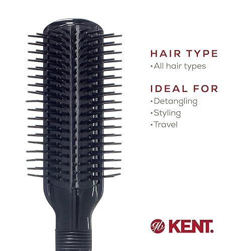 Miniatura 6 de Kent AS9 - Cepillo de viaje antiestático para alisar, alisar y rizar el cabello medio o largo. Mini cepillo de pelo de 9 filas antiestático para el