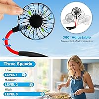 Vista 3 de Ventilador de cuello recargable portátil: ventiladores personales para tu cuello Ventilador de enfriamiento portátil Aire acondicionado de cuello