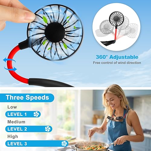Miniatura 3 de Ventilador de cuello recargable portátil: ventiladores personales para tu cuello Ventilador de enfriamiento portátil Aire acondicionado de cuello