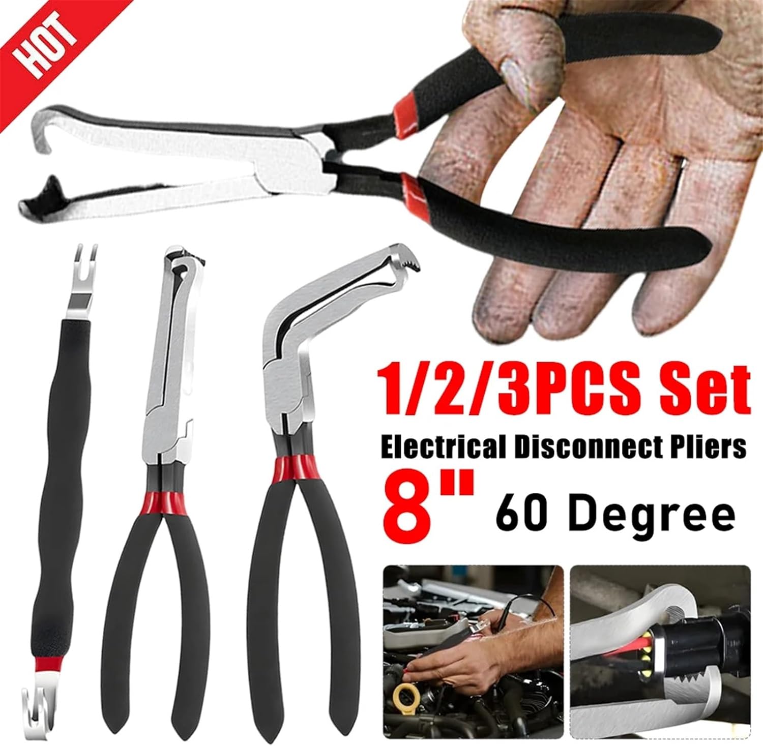 60 Degree Electrical Disconnect Pliers 1Pcs(1PCS Bent Type)