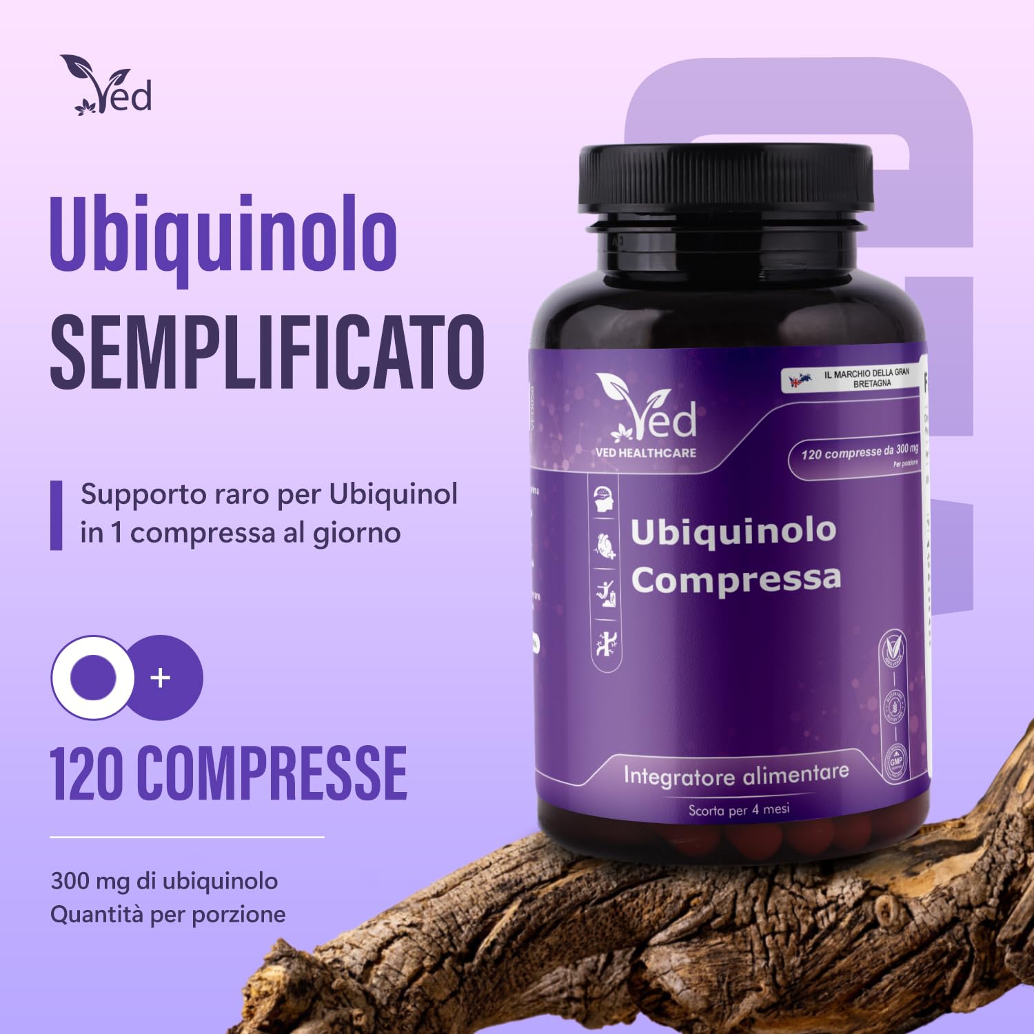 Con Ubiquinolo | Forma attiva coq10 | Elevato assorbimento/Bioattività migliorata | 300 mg,