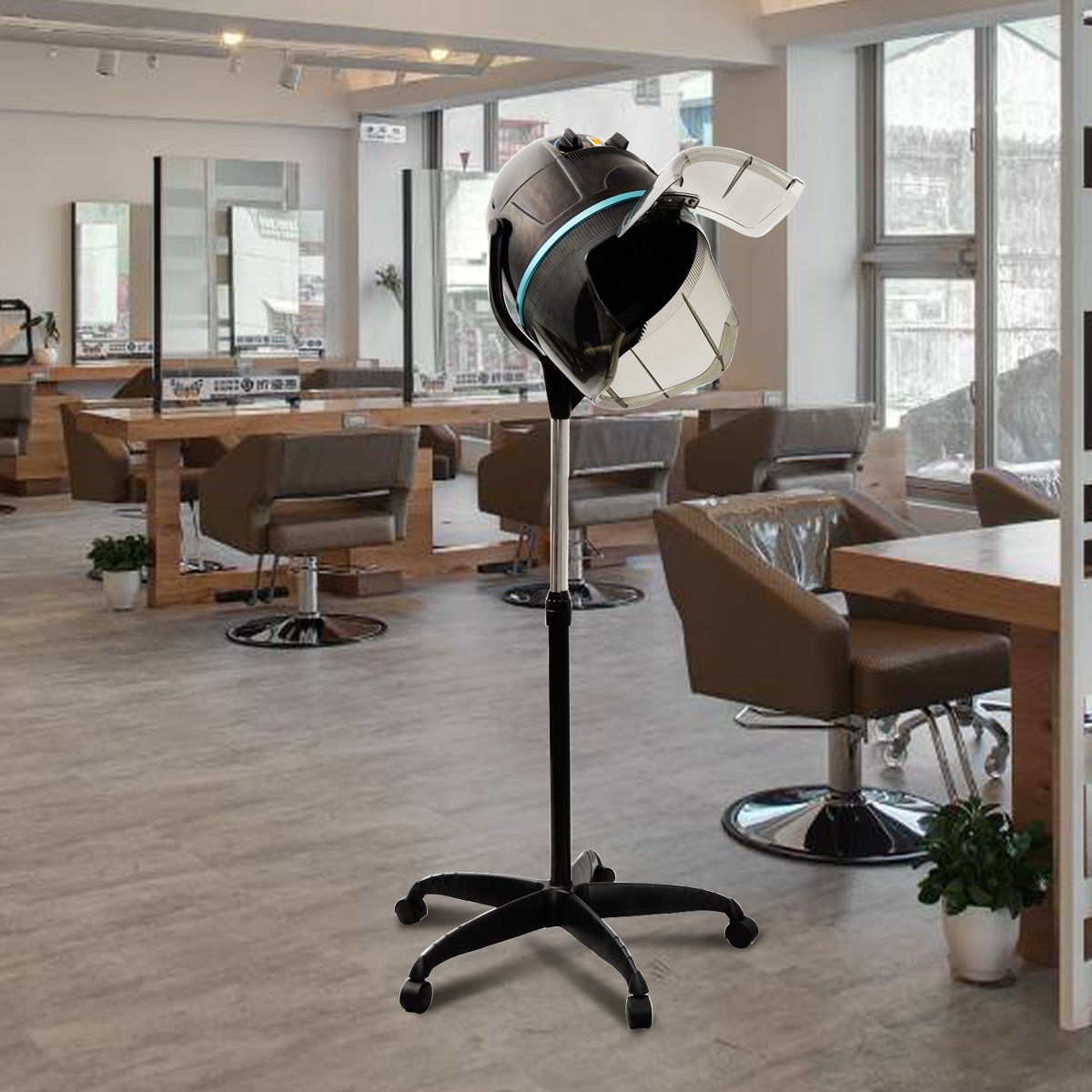 COSTWAY Profesjonalna suszarka do włosów, fryzjer, suszarka do włosów z podstawką 1050 W / 40-75℃ / 60 min. programator sterujący, regulacja wysokości 125-160 cm