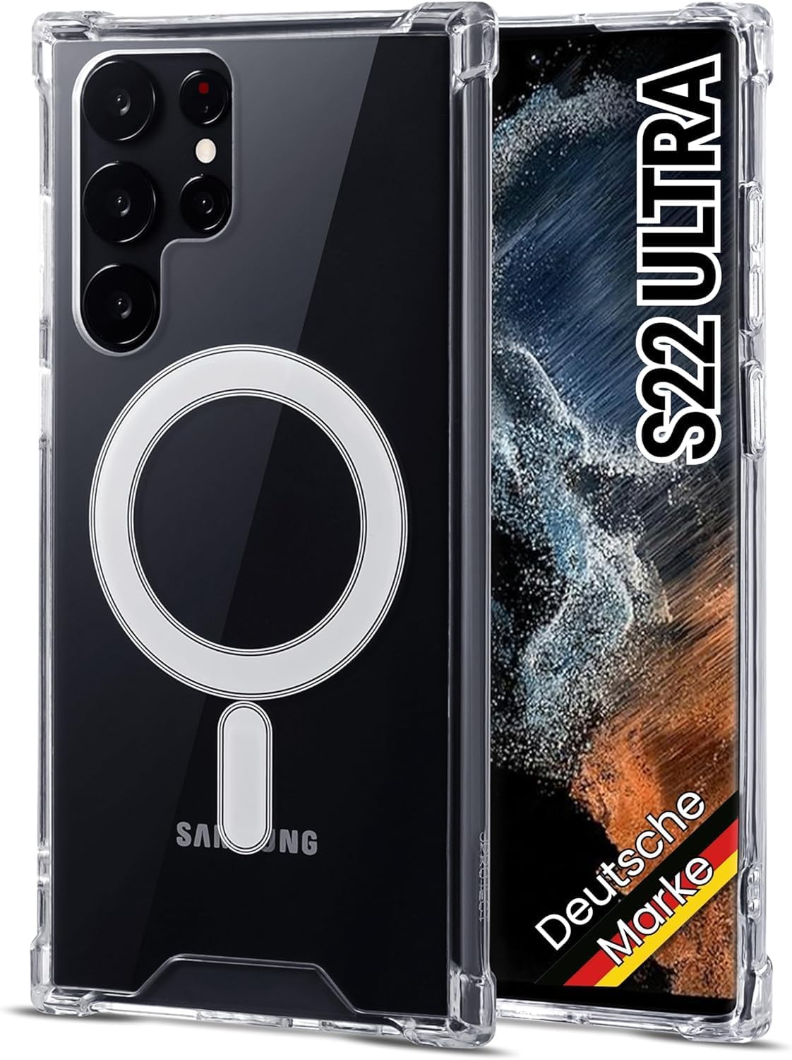 JProtect For Samsung Galaxy S22 Ultra Case for Magsafe Top Protection and Magnetic Force Magnetic Mobile Phone Case Transparent for Samsung S22 Ultra - Case Magnet for MagSafe Accessories Case Shockproof