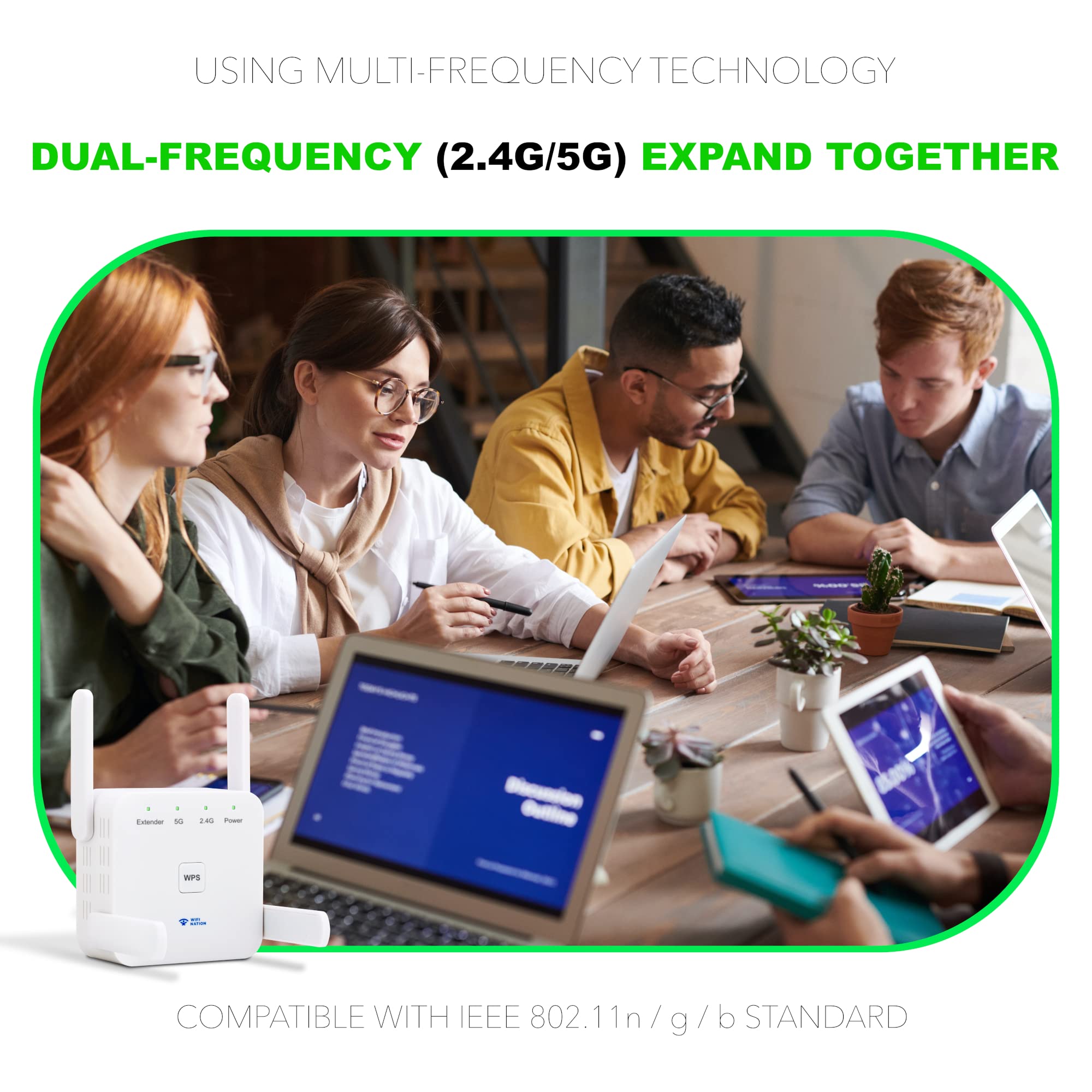 Extensor de rango WiFi de 1200 Mbps, 2.4 GHz y 5 GHz, doble señal WiFi, amplificador de Internet con puerto Ethernet RJ45 y compatible con modo AP/router/repetidor