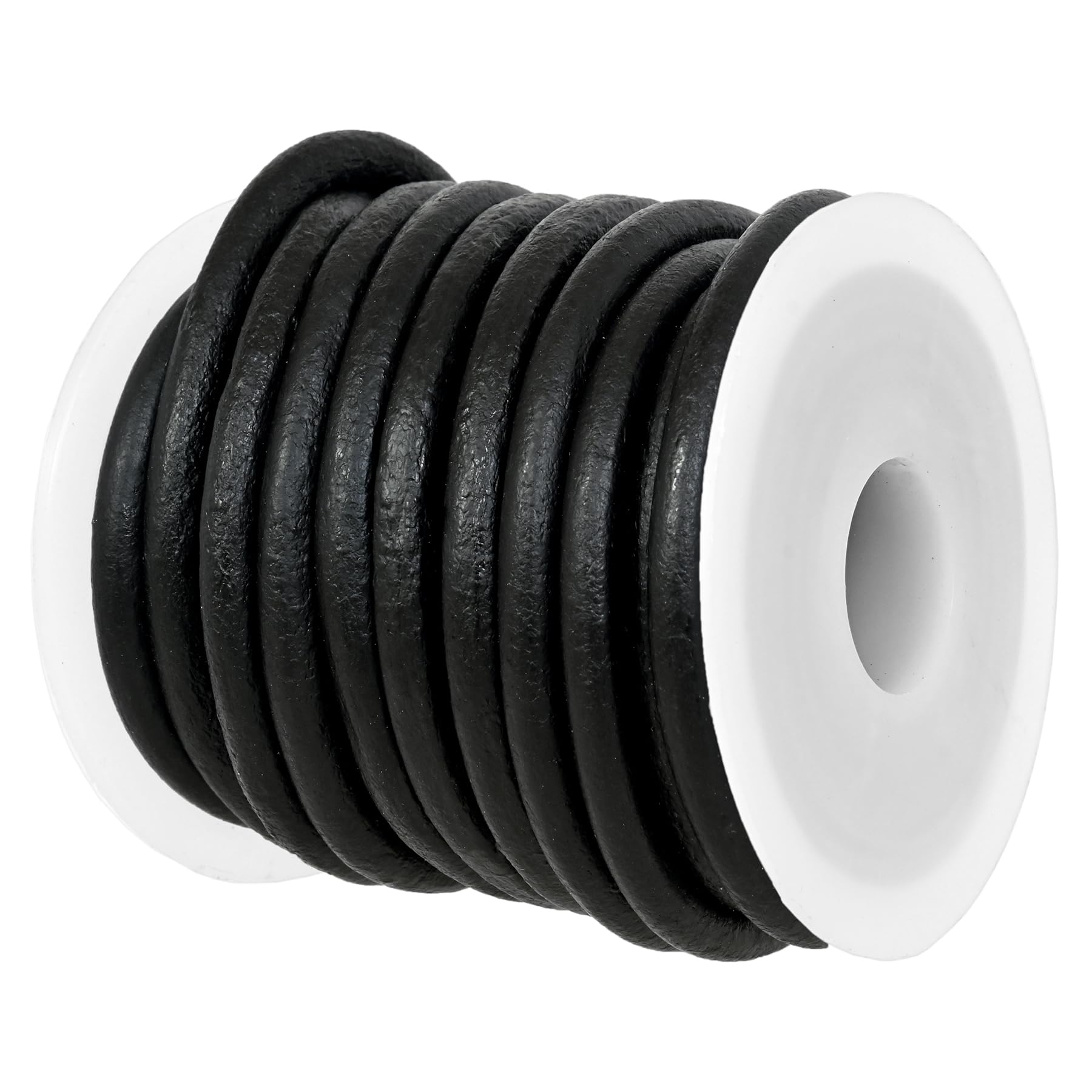 GENIQUE Real/Genuine Round Leather String Cord for Necklace, Bracelets, Jewellery, Braiding (Black Distressed, 5mm)