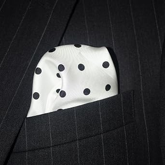 Royal Silk White Polka Dot Silk Pocket Square 100% Silk - Full-Sized 16x16