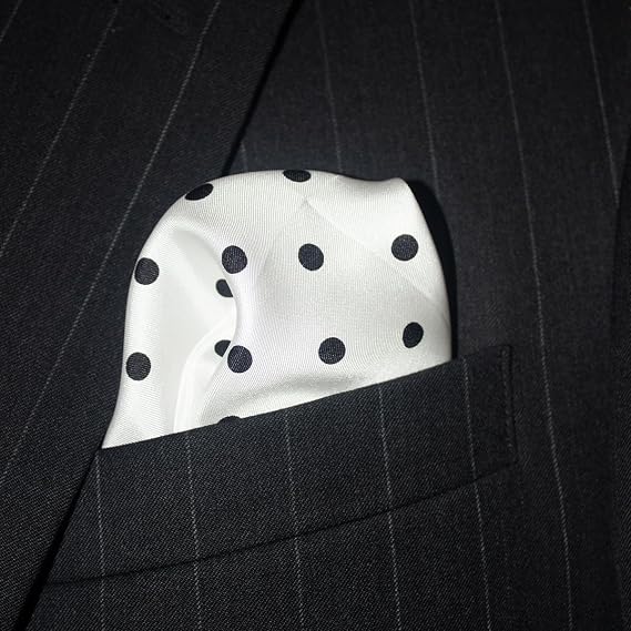 Royal Silk White Polka Dot Silk Pocket Square 100% Silk - Full-Sized 16x16
