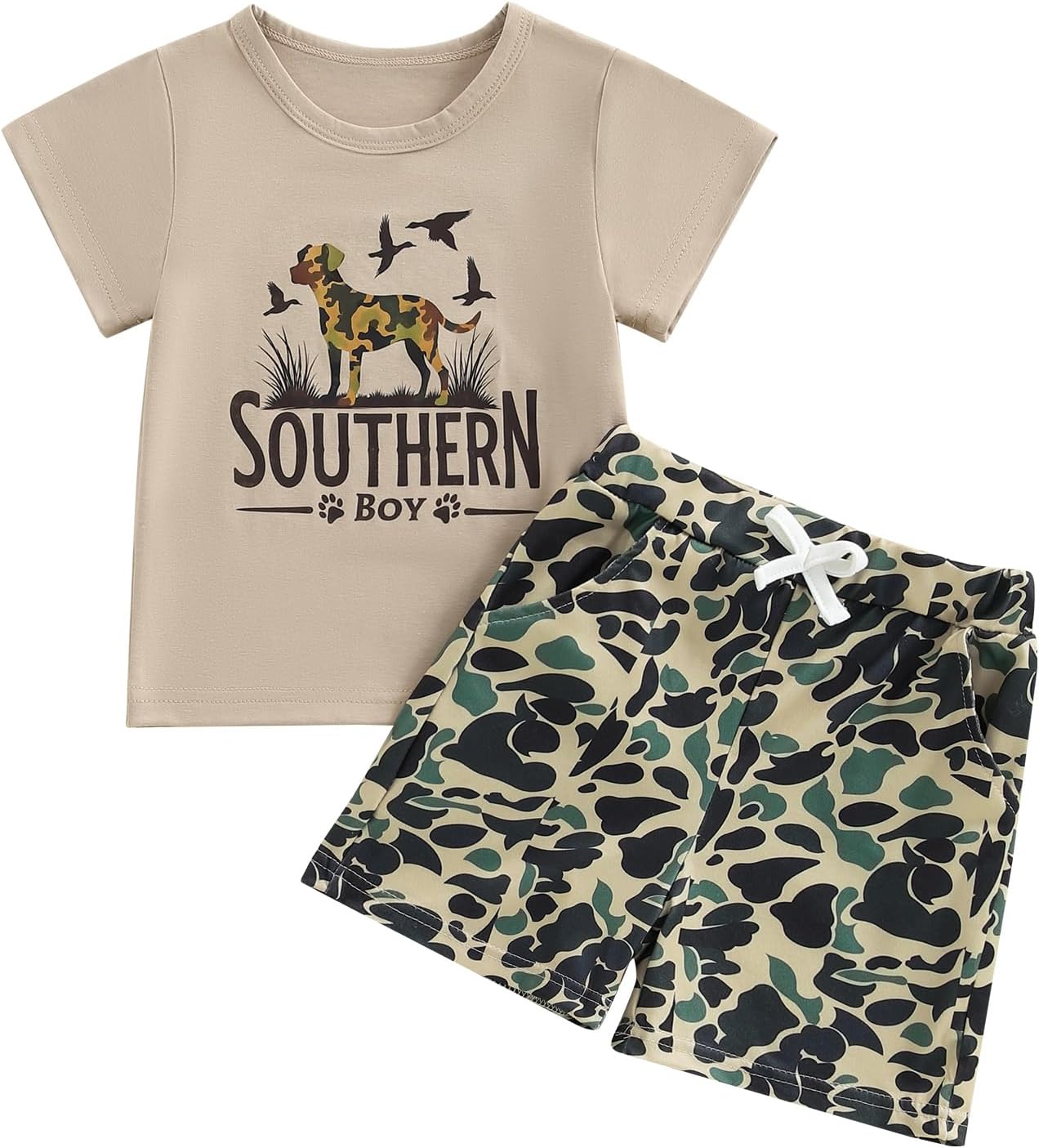Toddler Baby Boy Summer Outfit Short Sleeve Duck Hunting T-Shirt Tops Casual Shorts Set Infant Newborn Clothes