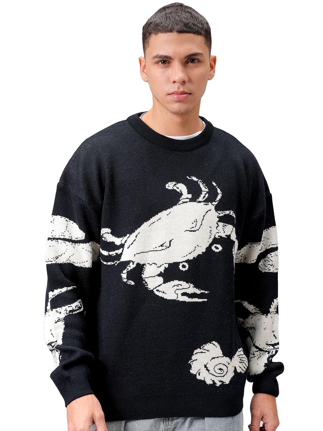 the indian garage co Men Oversized Graphic Crew Neck Sweater-picture-20