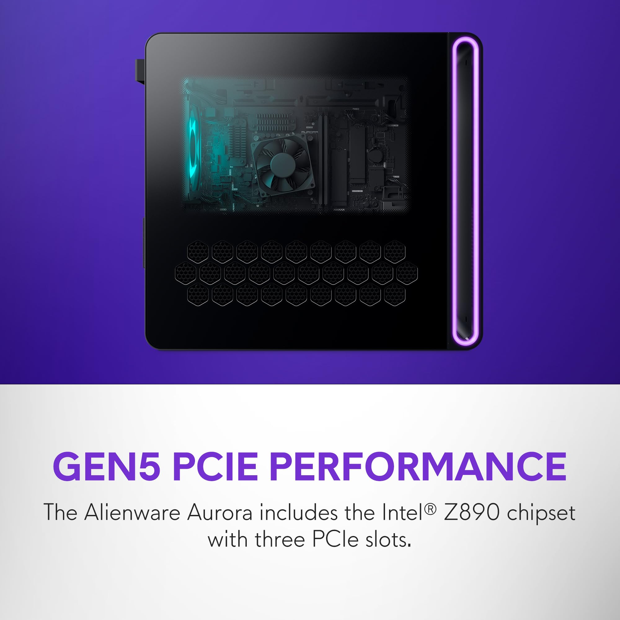 Alienware Aurora Gaming Desktop ACT1250 - Intel Core Ultra 7 265KF Processor, Air Cooled, NVIDIA GeForce RTX 5060Ti, 16GB DDR5 RAM, 1TB SSD, 500W Platinum Rated PSU, Win 11 Home - Clear Panel