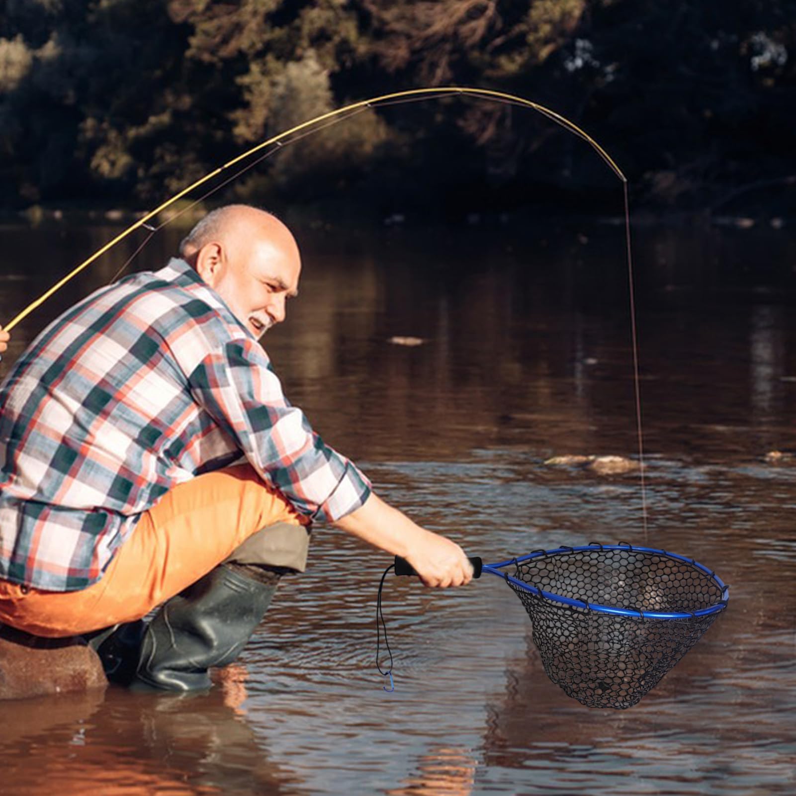 Redes de pesca para pesca, herramienta multifuncional para peces con asa, red de captura y liberación de camarones, para playa, kayak, estanque, agua salada, arroyo, montaña, aguas poco profundas
