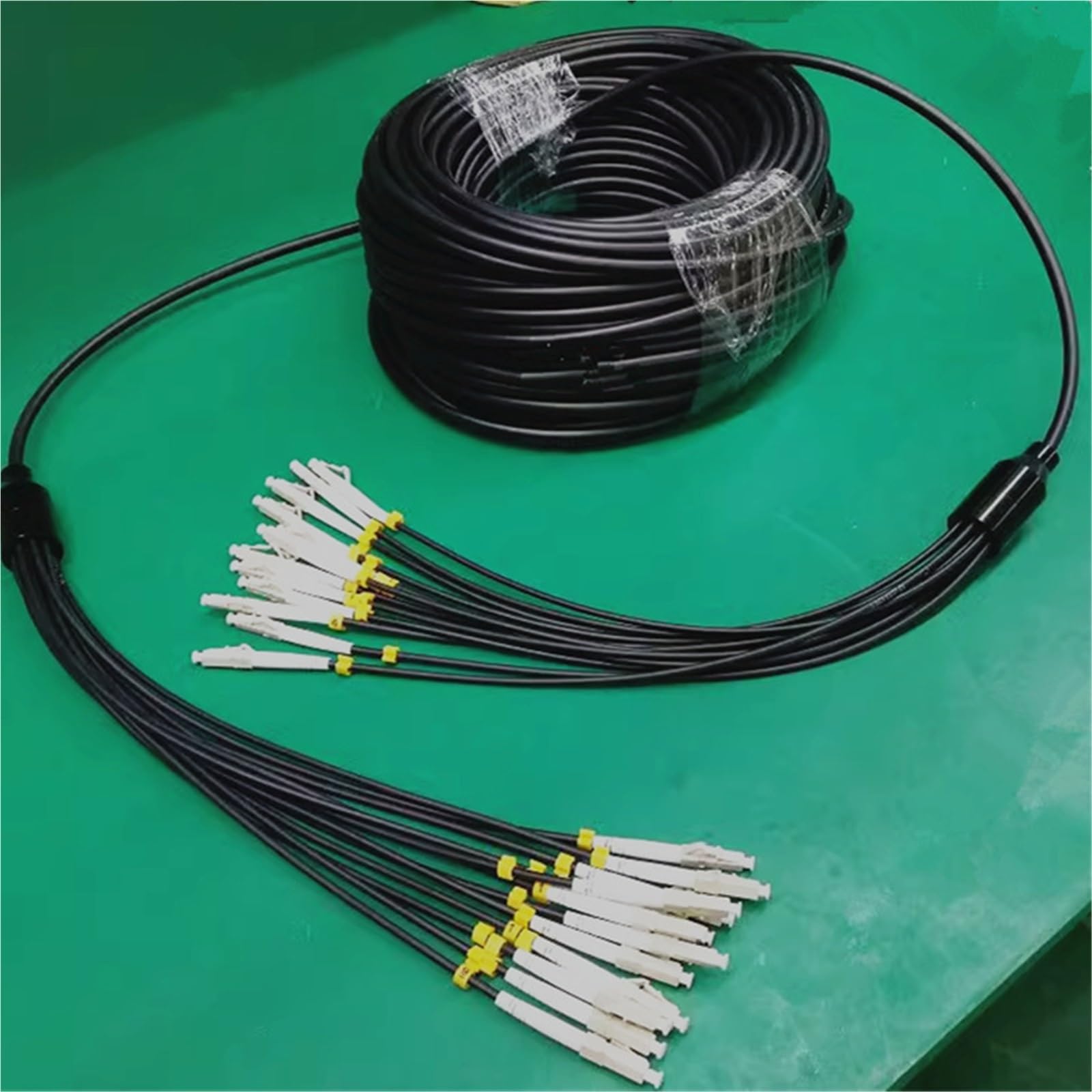 Cable de fibra óptica blindado de TPU, multimodo OM3-300, 2/4/6/8/12 núcleos, LC-LC, SC, FC, ST, UPC, latiguillo de fibra óptica flexible, FTTH, 250 m(12-core LC UPC-LCUPC)