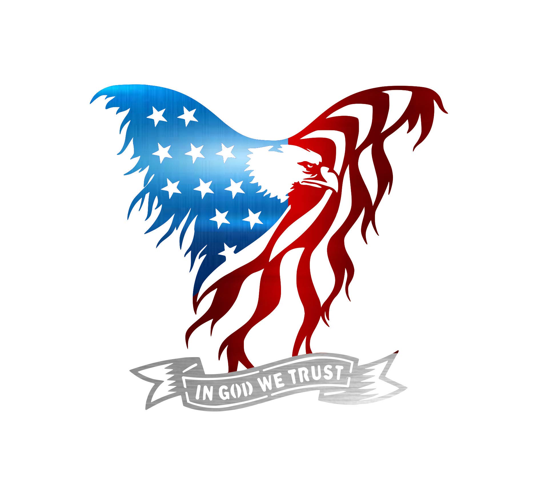 American Eagle Steel Laser Cut Wall Art within God We Trust Banner, Hang in Home or Office, 36"/American Eagle