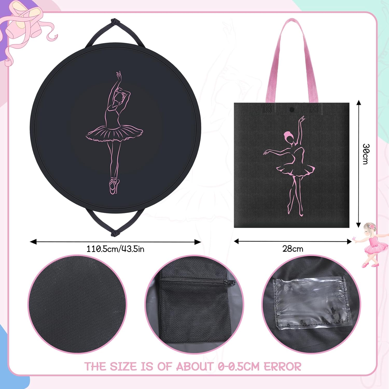 Aliceset 43 Inch Tutu Dress Garment Bag with Ballet Shoes Handbag Cheer uniform garment bag Dance Clothes Bag for Hanging Clothes