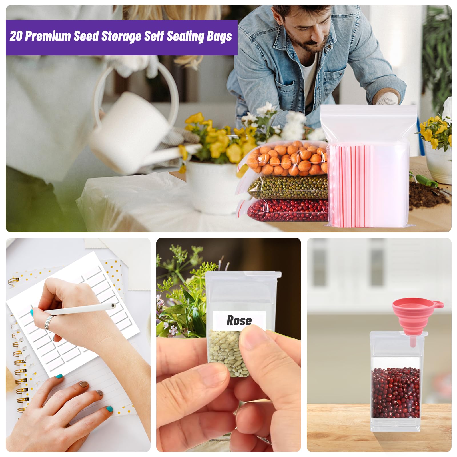Boîte à Graines - Organisateur de Semences pour Potager | 40 Fentes + Étiquettes Autocollantes | Stockage Transparent pour Jardinage, Semis, Cloche | Cadeau pour Amateurs de Plantes