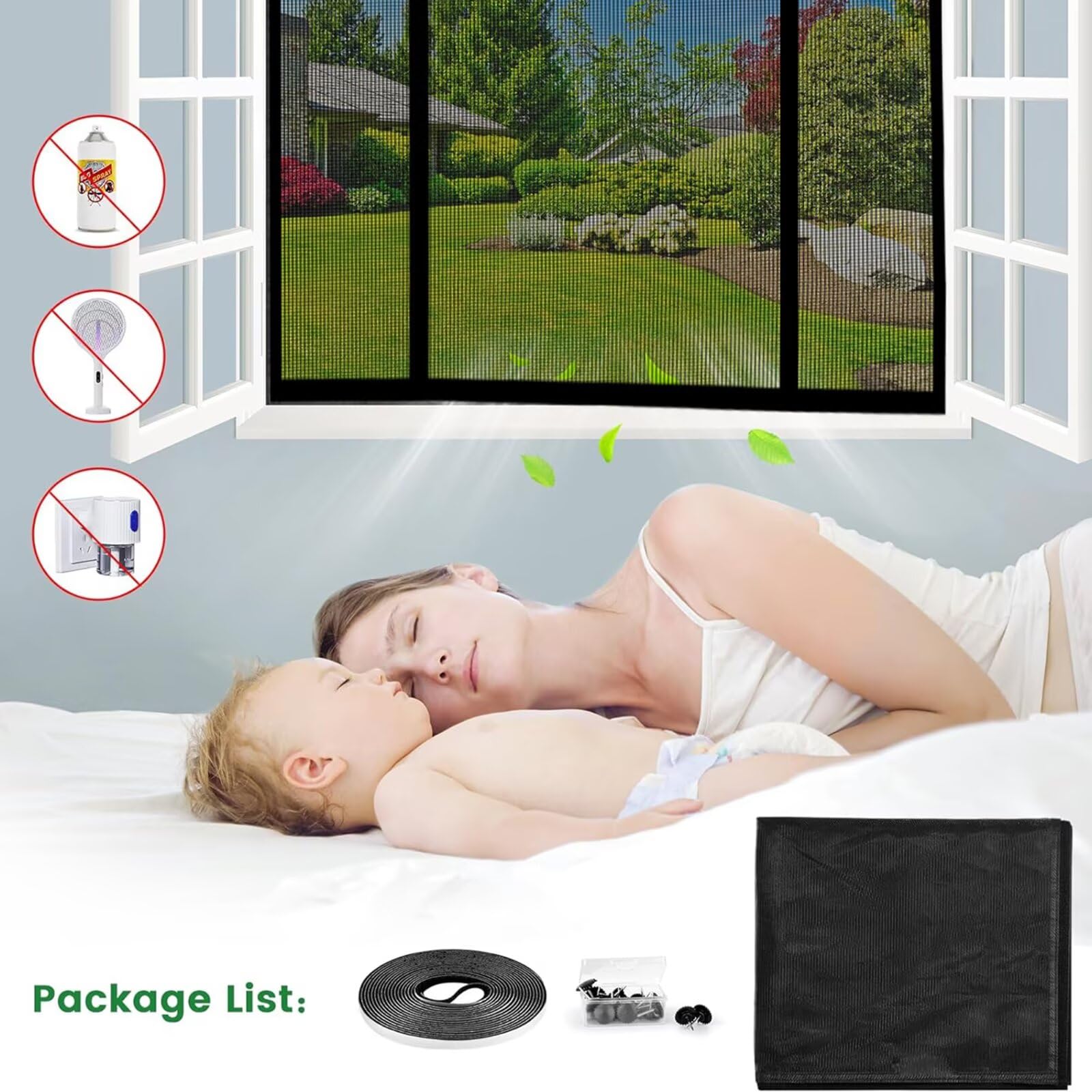 W175 x H190cm Fenster Fliegengitter Katzensicher | Katzengitter Ohne Bohren Kratzfest Stabil Für Alle Innen Fenster Dachfenster Balkontür Wohnung Weiß