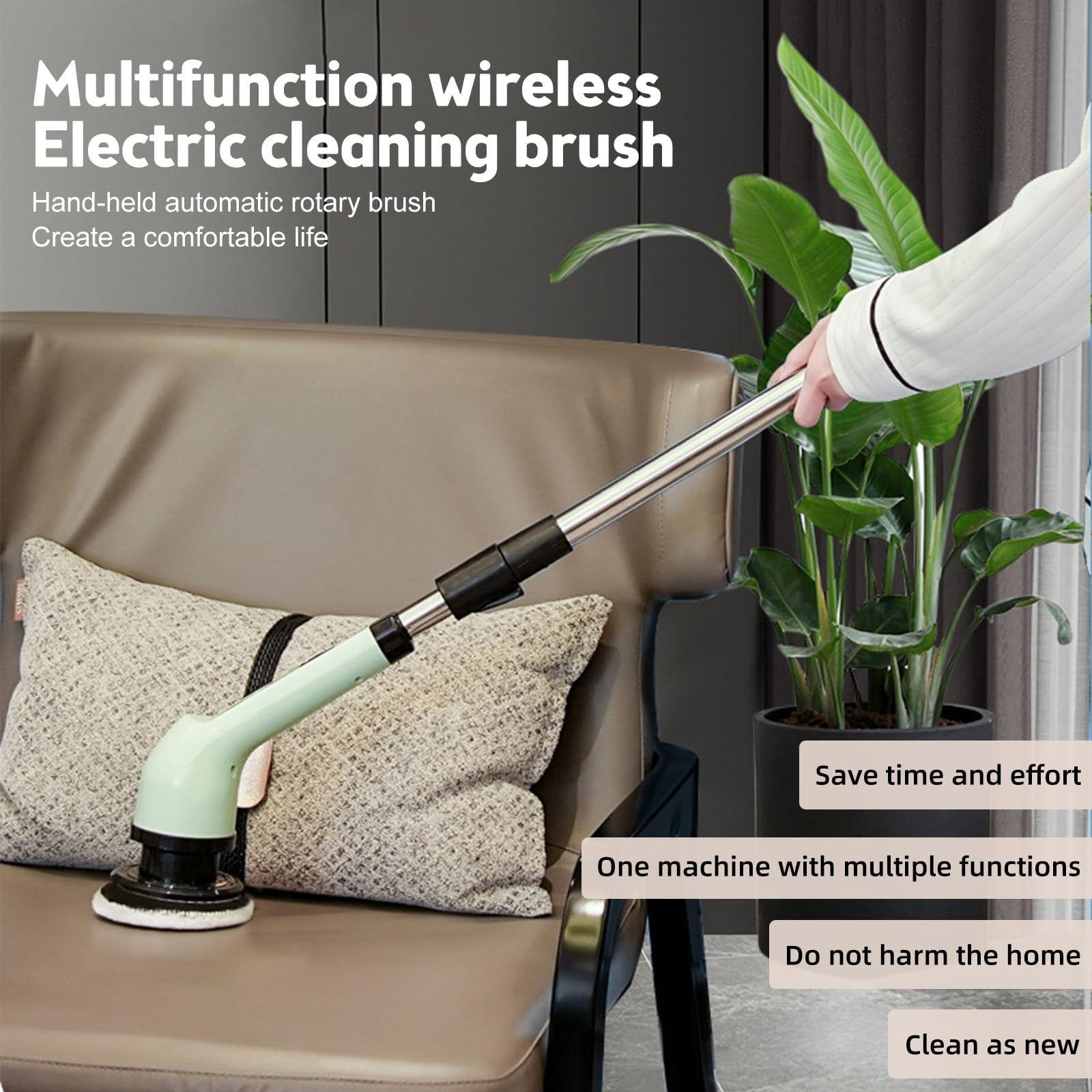 Fregadora Giratoria Eléctrica Inalámbrica 9 Cabezales De Limpieza De Repuesto IPX6 Cepillo De Limpieza Retráctil For Ducha A Prueba De Agua Con Brazo De Extensión For Baño, Bañera, Lechada, Piso De(Si