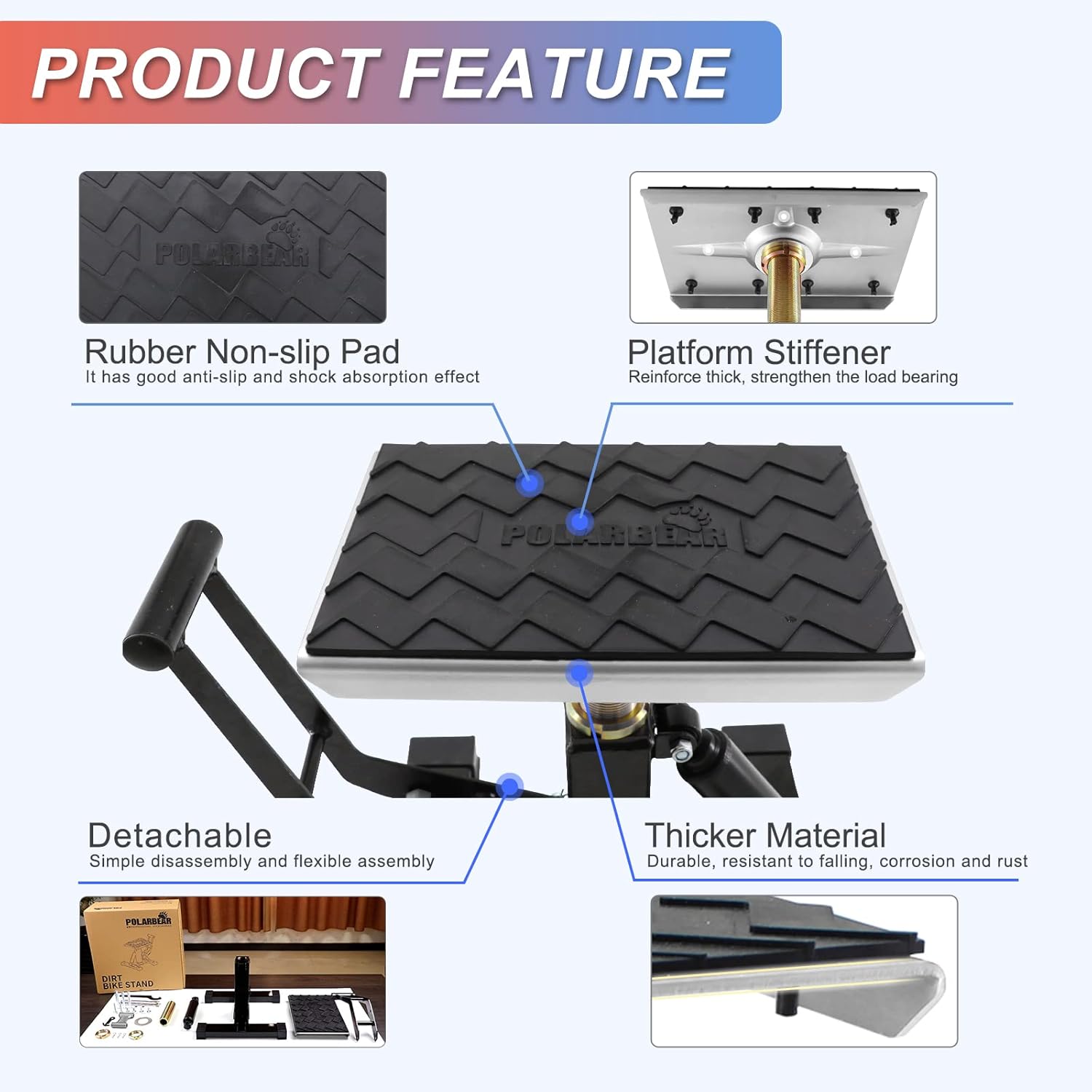 POLARBEAR Dirt Bike Stand Hydraulic Jack Vertical Lift CNC, for Dirt Bike/ATV/ADV/Rally Maintenance, Motorcycle Dirtbike Engine Stand with 1200Lbs Capacity(Silver)