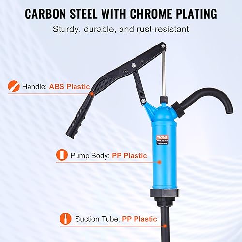 Miniatura 5 de VEVOR Bomba de tambor, 9.5 onzas por carrera, bomba de barril de acción de palanca, se adapta a tambores de 5-55 galones con ensamblaje de tubo de