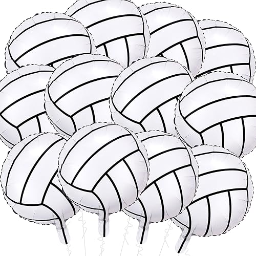 12 globos de voleibol, globos deportivos de 18 pulgadas para decoraciones de fiesta de voleibol, globos de aluminio para decoraciones de cumpleaños
