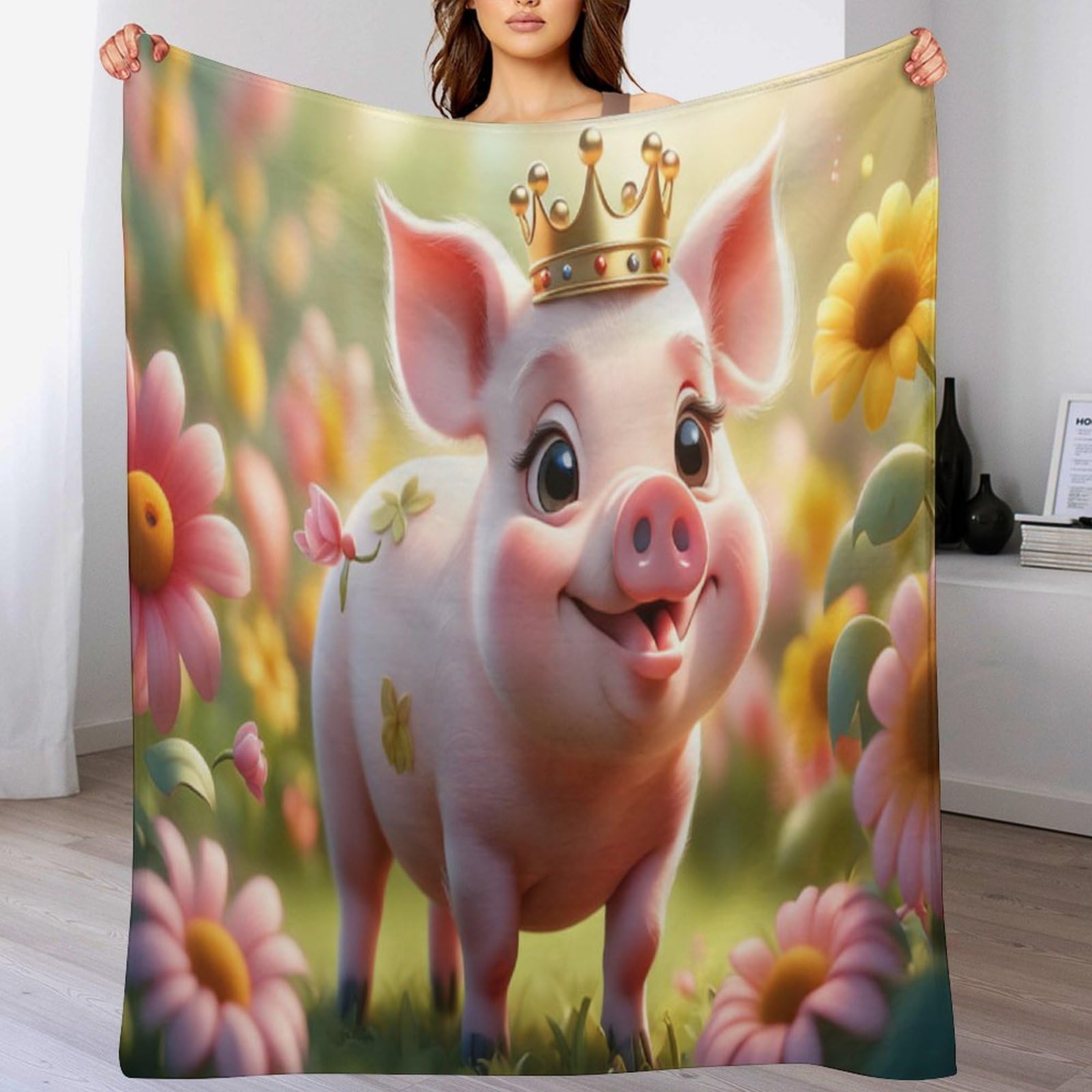 Couverture cochon mignon flannel pour vos soirées canapé douillet