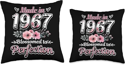 Miniatura 3 de Birthday Gifts For Women In Flower Style Almohada de cumpleaños, diseño floral, hecha en 1967, 18 x 18 pulgadas, multicolor