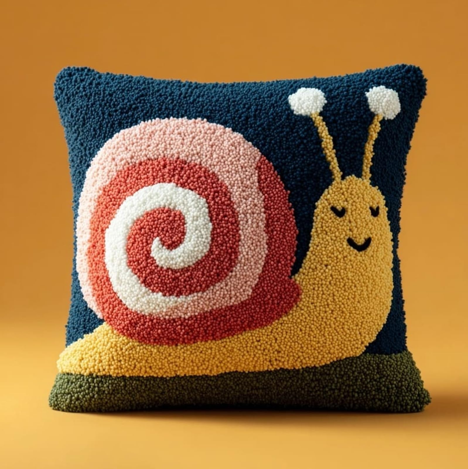 WallustrioaW Latch Hook Pillow Kit 43x43cm,Cartoon Snail