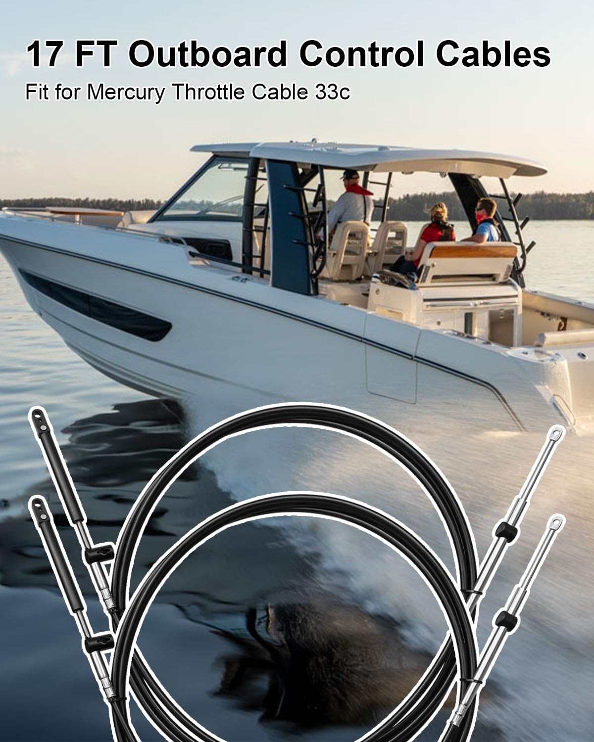 Cavi di controllo del motore fuoribordo, cavi dell'acceleratore e del cambio, adatti per motori fuoribordo Mercury MerCruiser Marine Force 881170AXX, scatola di controllo, 2 cavi per