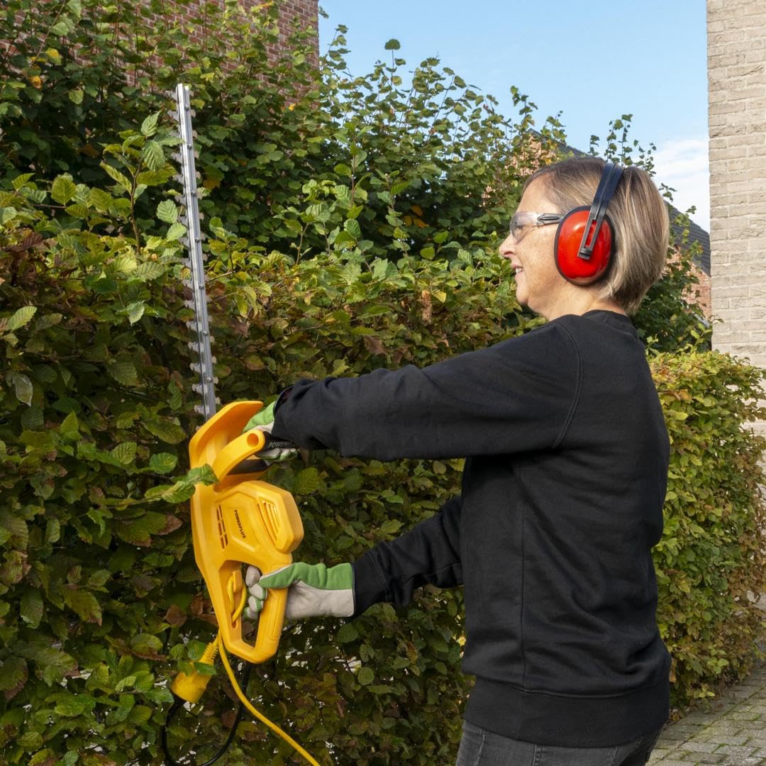 Powerplus POWEG20071 Cortasetos eléctrico - Cortasetos eléctrico de 500 W, cuchilla de 550 mm y 20 mm de distancia de corte, herramienta de jardín para recortar arbustos, setos y plantas