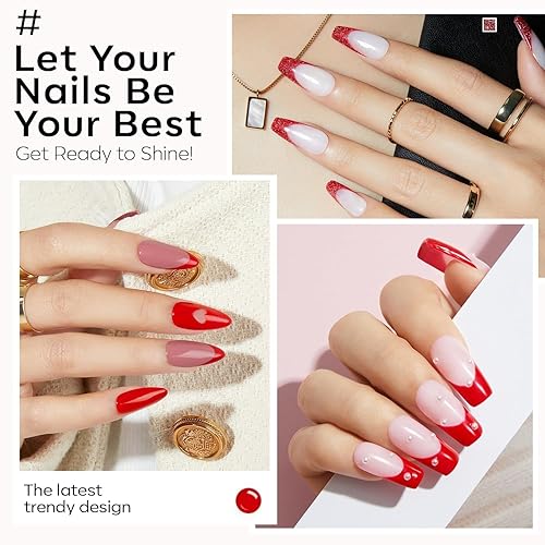 Miniatura 3 de modelones Juego de esmaltes de uñas de gel rojo  6 colores, colección Ruby Sparks, esmalte de gel con purpurina popular de ojo de gato, gel