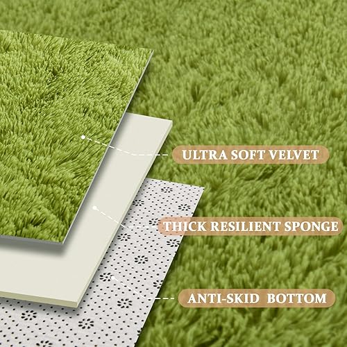 Miniatura 7 de Kimicole - Alfombra de área verde para dormitorio, sala de estar, decoración del hogar, 5 x 8 pulgadas, bonita alfombra esponjosa para apartamentos,