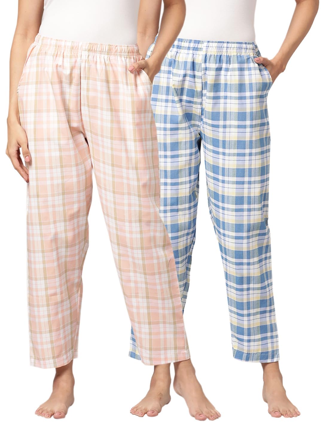 Womens Pack of 2 Cotton Printed Lounge Pant with Side Pocket and Elasticated Waistband-image-6