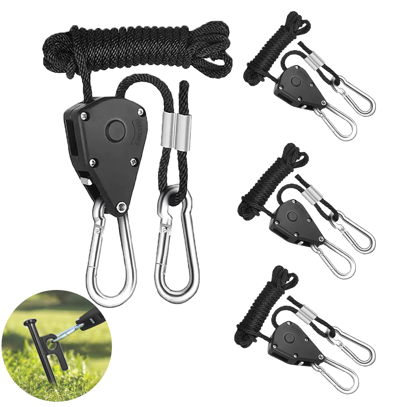 KEELYY 4 Stück Ratchet Hanger Seilratsche mit Haken Verstell
