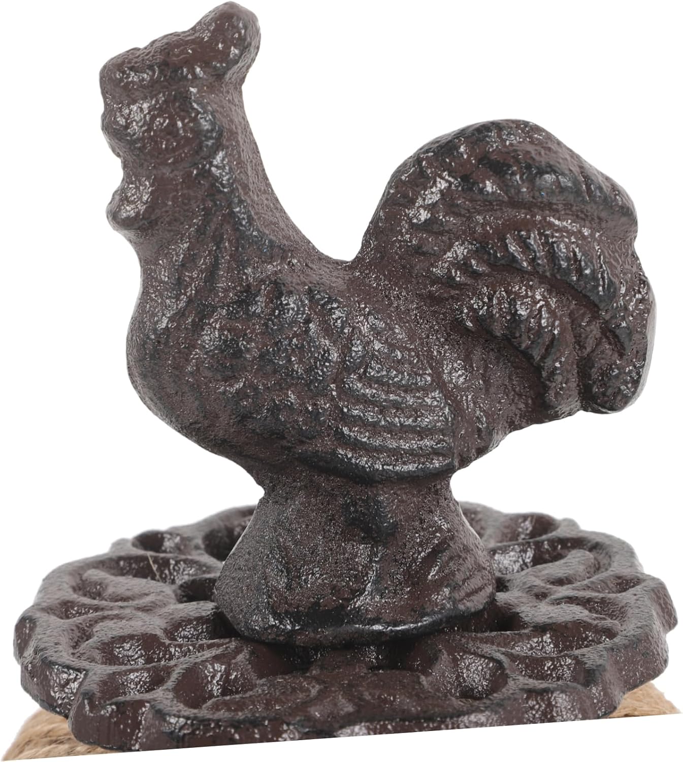 ARTIBETTER Decorative Cast Iron Rooster Twine Spool with Rope Rustic Home Decor Accessory for Crafting Table Centerpiece and Projects