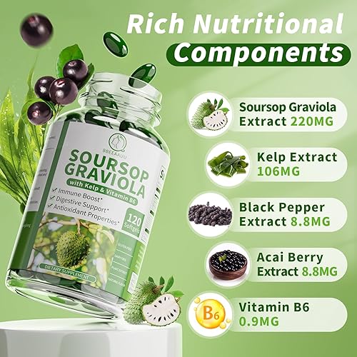 Miniatura 5 de Shilajit para hombres y cápsulas de graviola de guanábana con algas marinas