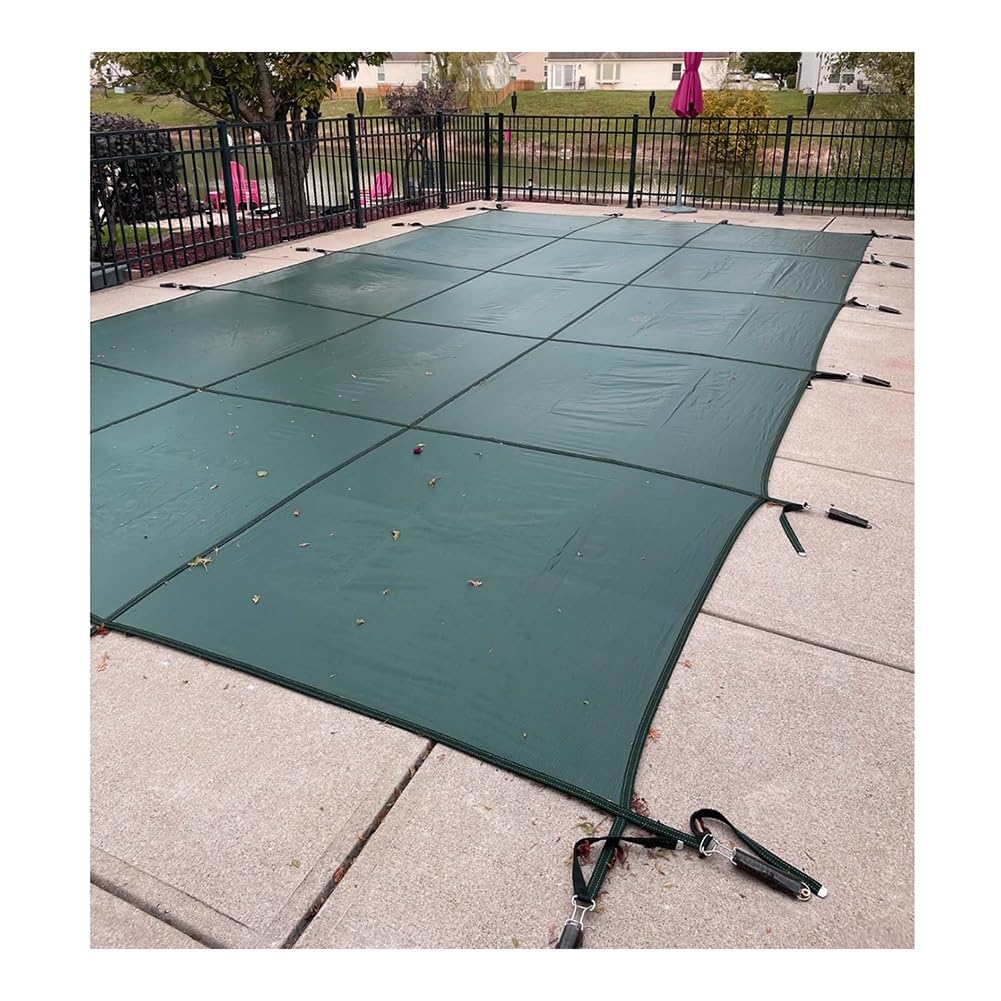 Cubierta de seguridad para piscina, protector de malla permeable con anclajes para piscinas enterradas