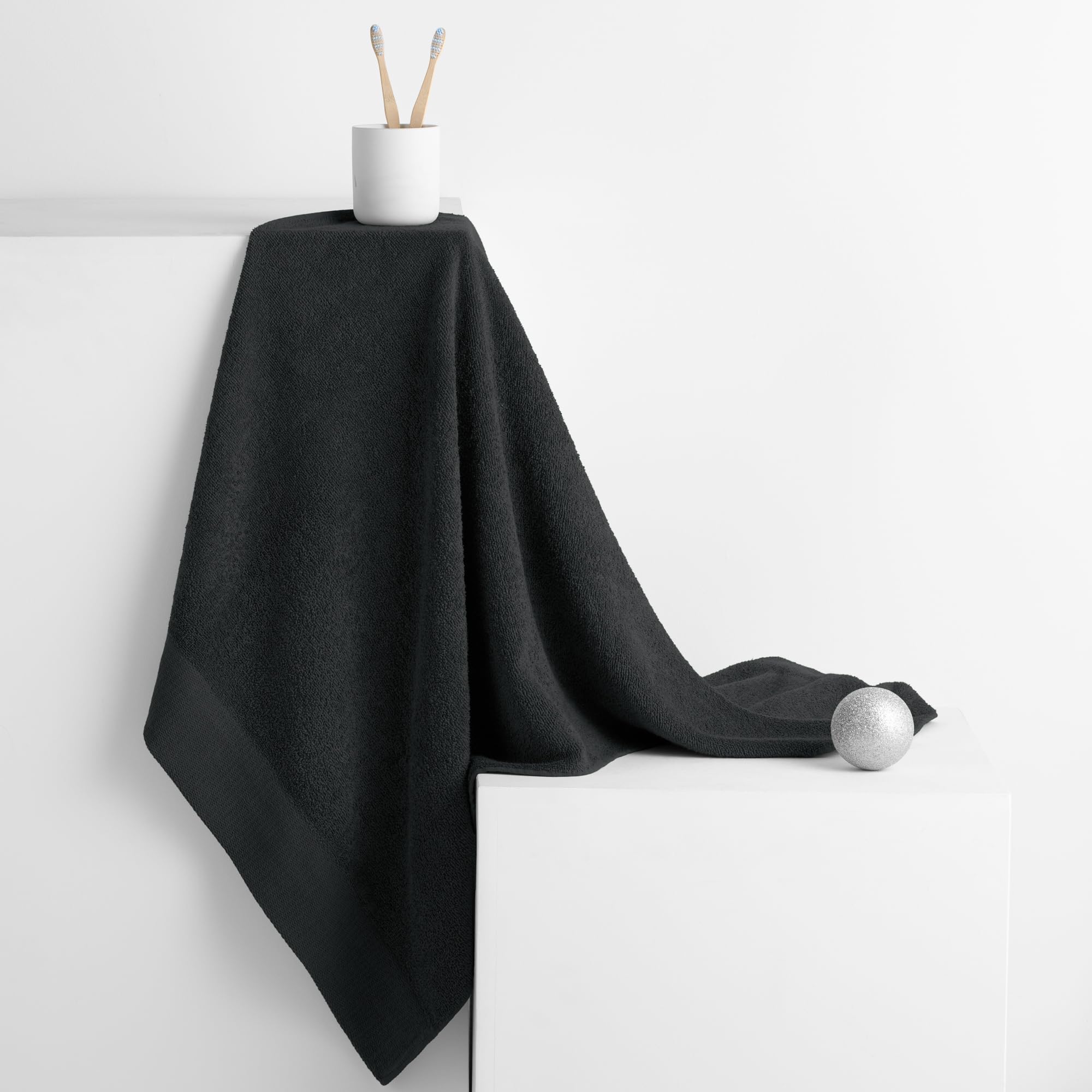 AmeliaHome 30x50 cm Guest Towel 100% Cotton Absorbent Black Amari - Image 4