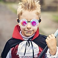 Vista 55 de Gafas de caleidoscopio retro con pinchos, gafas de cristal arcoíris steampunk estilo soldadura, gafas de cosplay punk