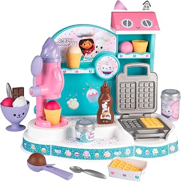 Smoby - Gabby et la Maison Magique - Ice Cream Merchant - Childrens Toy - Waffle Maker - 20 Accessories - from 3 Years - Made in France